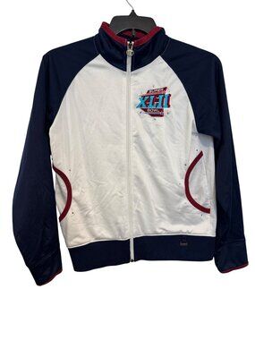 Reebok Super Bowl XLII Jacket White & Navy Full Zip Mens M Polyester